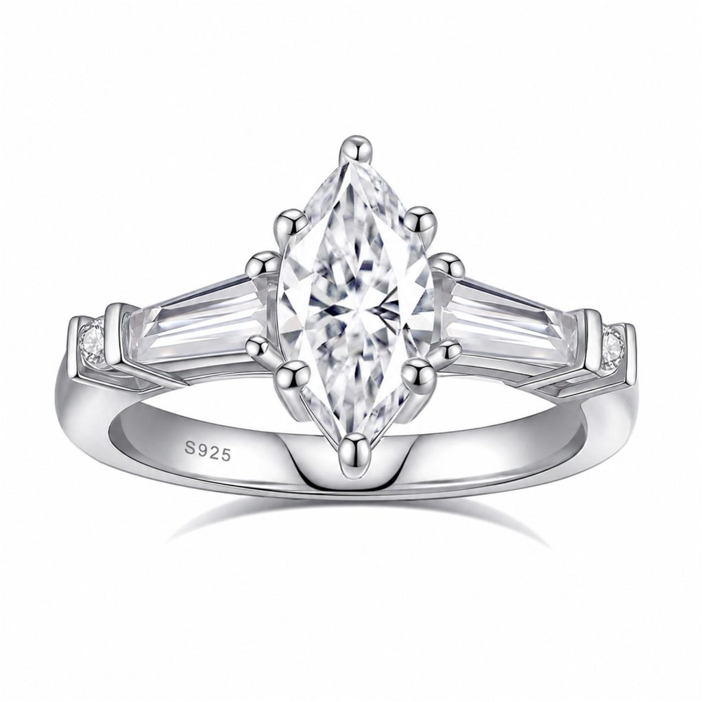 Marquise Three-Stone Moissanite Ring
