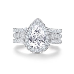 Pear Halo Moissanite Bridal Set