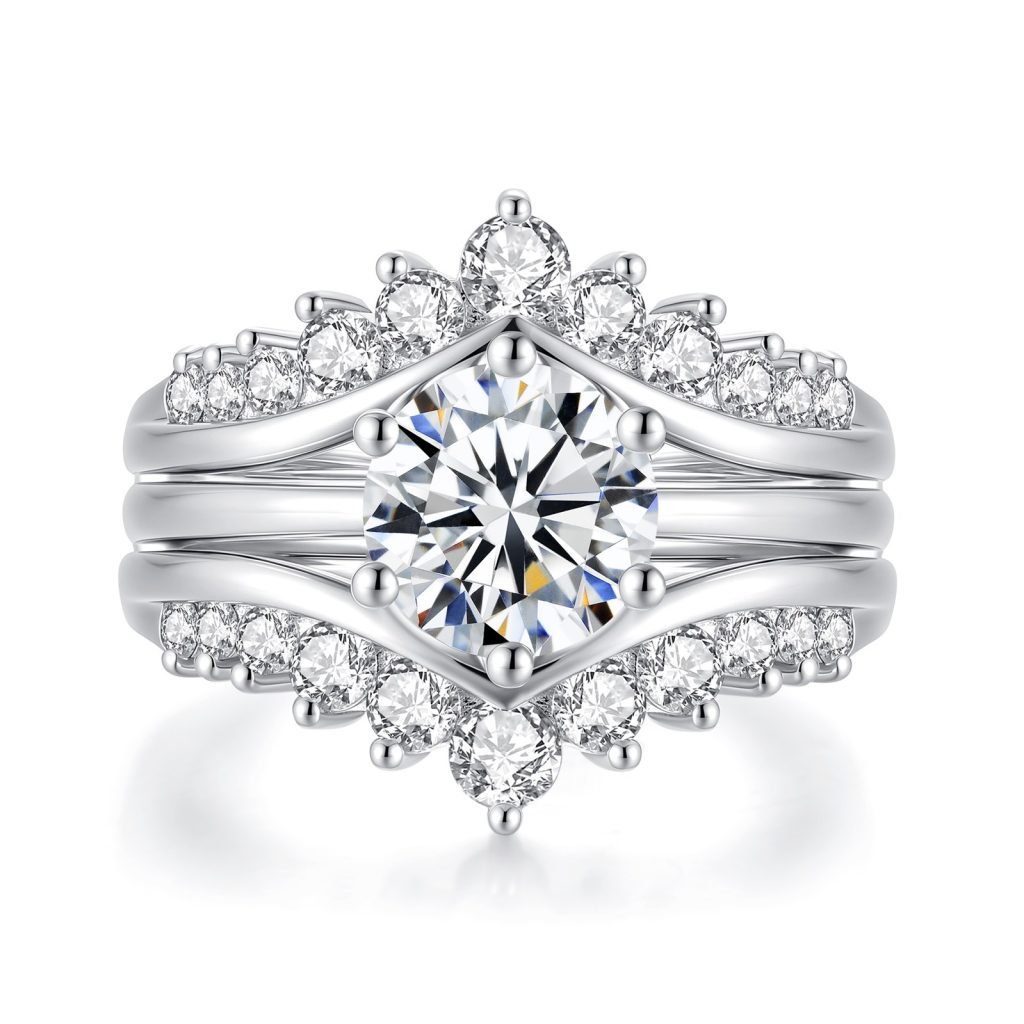 Round Crown Moissanite Bridal Set