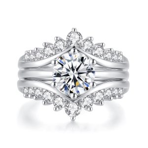 Round Crown Moissanite Bridal Set
